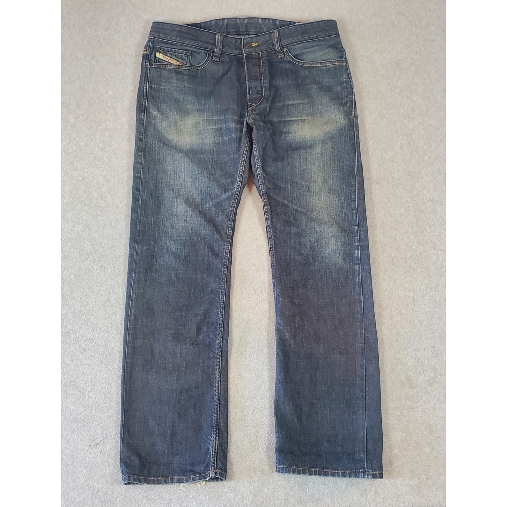 Diesel Viker Straight Leg Jeans Blue Denim Mens 36x32 Dark Wash 0088Z Cotton
